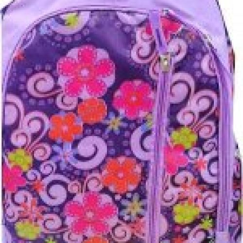 mochila escolar oferta flores lila